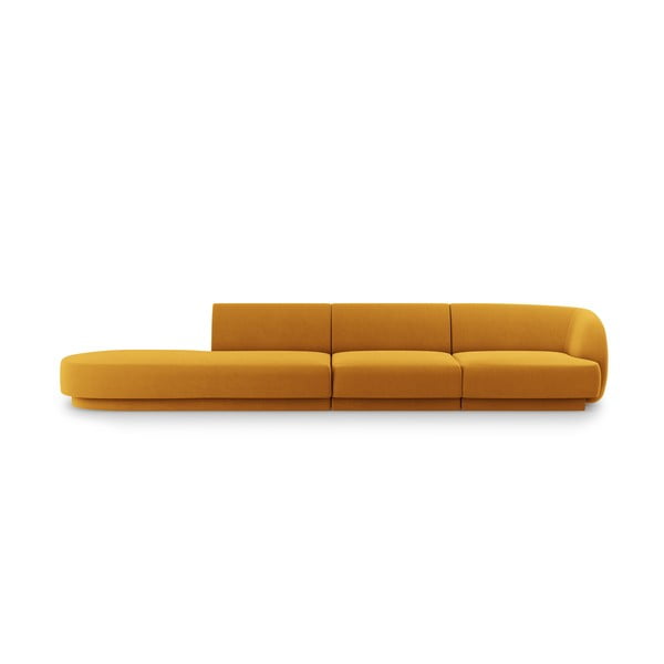 Sinepju dzeltens samta dīvāns 302 cm Miley – Micadoni Home