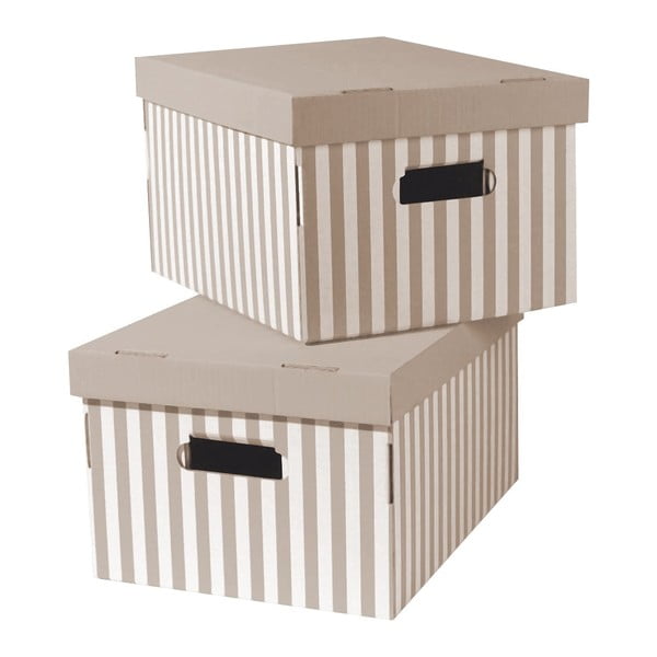 Kartona uzglabāšanas kastes ar vāku (2 gab.) Stripes – Compactor