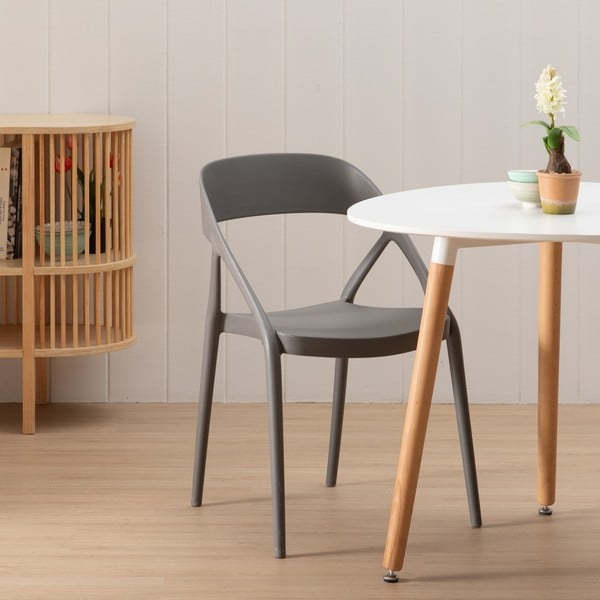 Pelēki plastmasas pusdienu krēsli (2 gab.) – Ixia-image-1