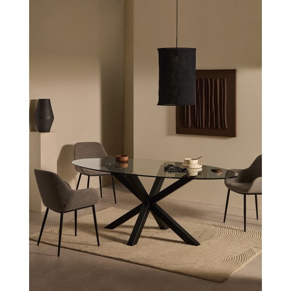 Ēdamgalds ar stikla galda virsmu 100x200 cm Argo – Kave Home-image-1