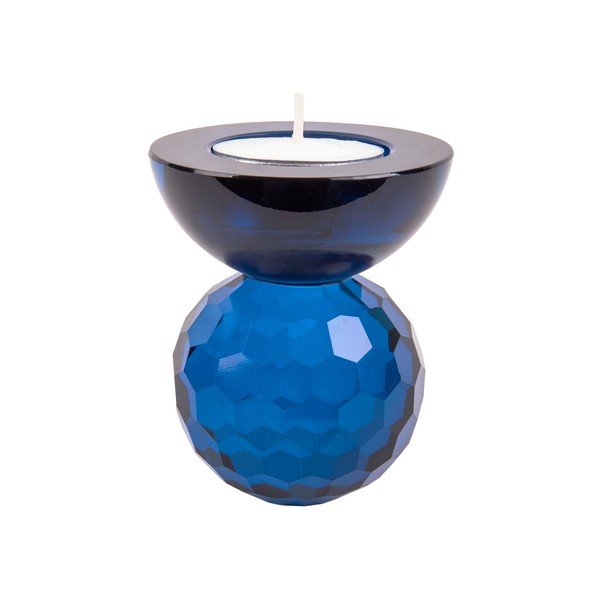 Zils stikla svečturis Crystal Art – PT LIVING