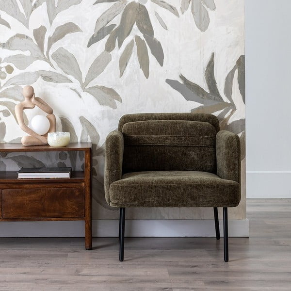 Bēšs atpūtas krēsls no šenila auduma Bind – Ixia-image-1