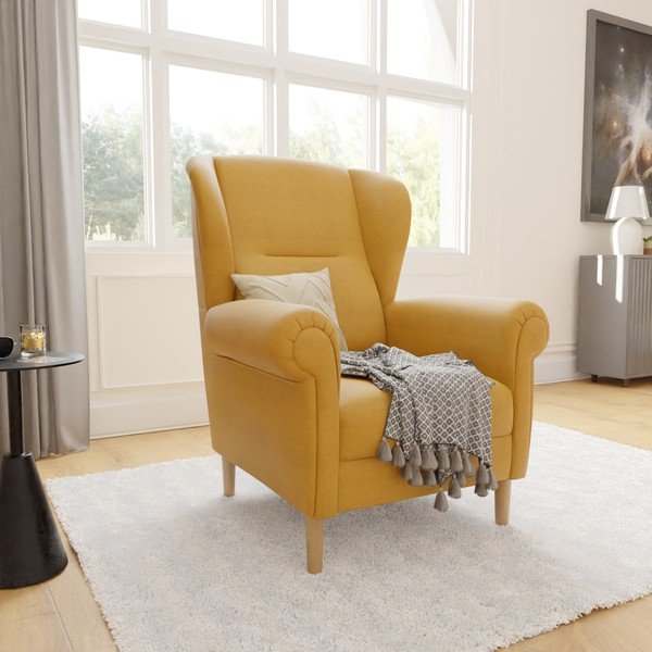 Dzeltens atpūtas krēsls ar atzveltni Swan – Ropez-image-3