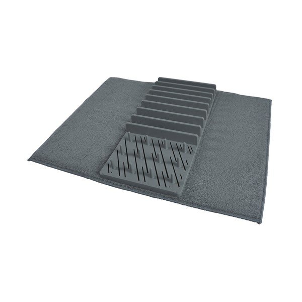 Pelēks plastmasas trauku žāvēšanas paliktnis 50x38 cm – Homéa
