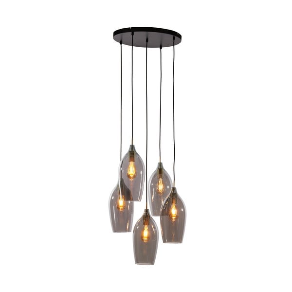 Tumši pelēka/bronzas krāsas piekaramā lampa ar stikla abažūru ø 45 cm Lukaro – Light & Living-image-2