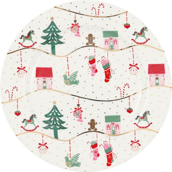 Balts Ziemassvētku porcelāna šķīvis ø 20,5 cm Laura – Green Gate