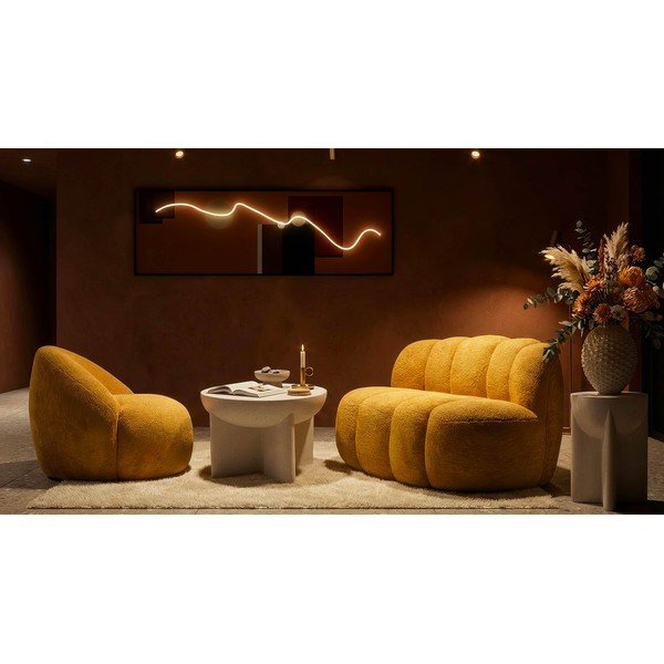 Sinepju dzeltens dīvāns no buklē auduma 145 cm Ball – Mauro Ferretti-image-1