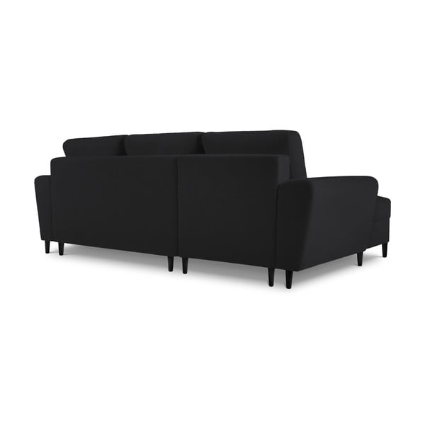 Melns salokāms stūra dīvāns ar uzglabāšanas vietu no buklē auduma (ar kreiso stūri/ar zvilni) Kyoto – Cosmopolitan Design-image-4