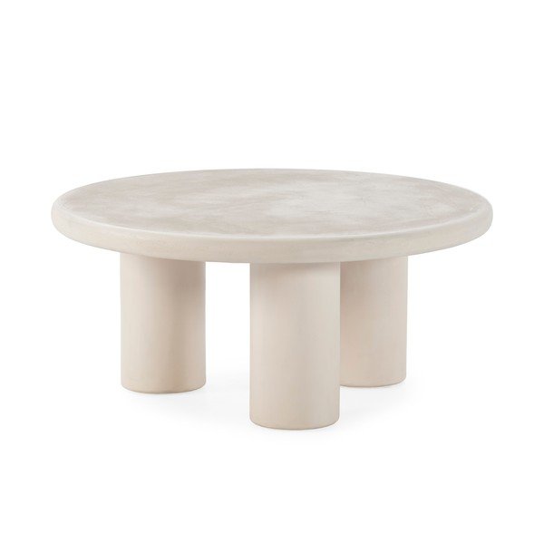 Krēmkrāsas apaļš žurnālgaldiņš ar akmens imitāciju ø 80 cm Iriel – MOME-image-2
