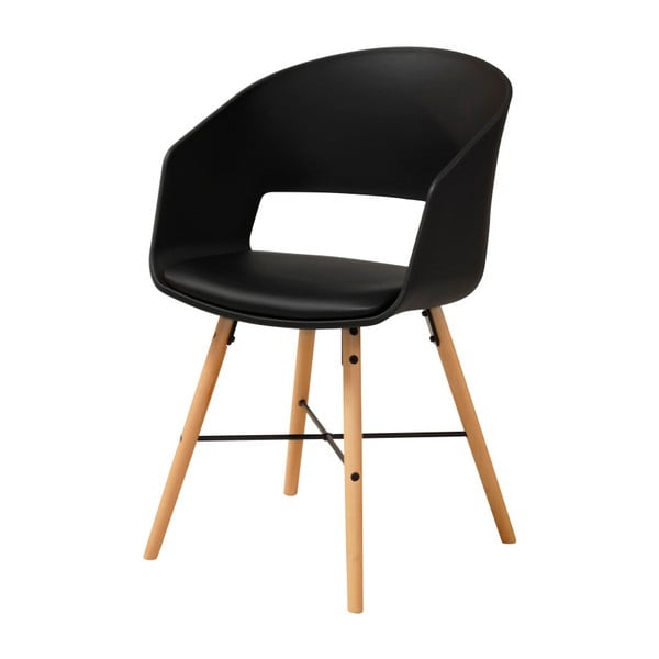 Melns ēdamistabas krēsls ar dižskābarža kājām Interstil Luna