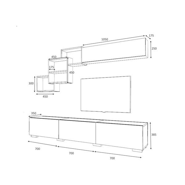 Balts TV galds 210x40 cm Fly – Gauge Concept-image-3