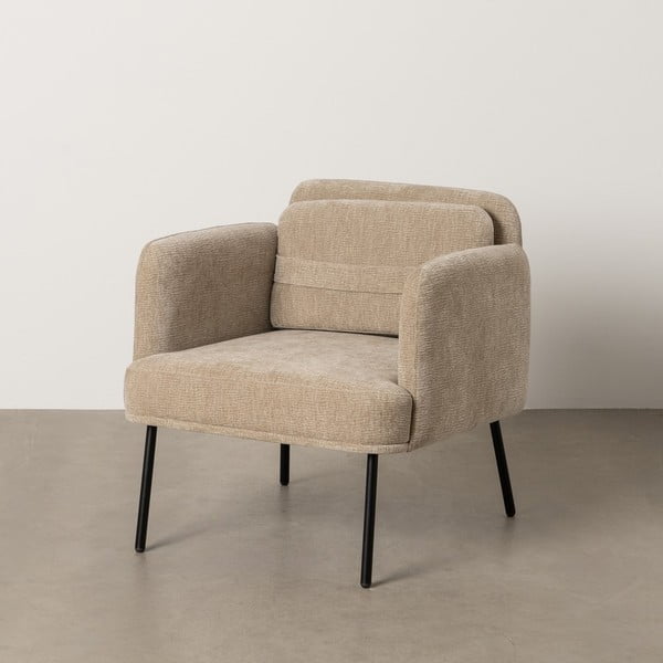 Bēšs atpūtas krēsls no šenila auduma Bind – Ixia-image-2