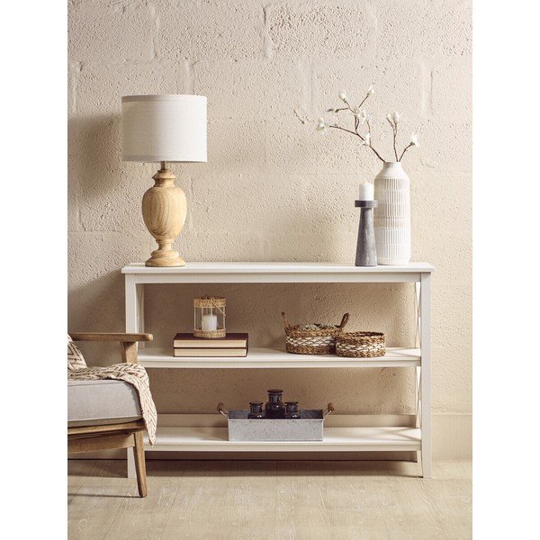 Balts priedes masīvkoka plaukts 120x81x40 cm Heritage – Premier Housewares-image-3