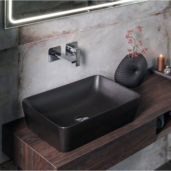 Matēti melns iebūvēts jaucējkrāns izlietnei (ar 1 izvadu) Pax – Sapho-image-1