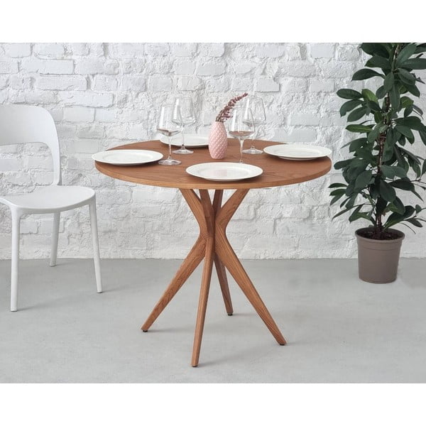 Apaļš ēdamgalds ar oškoka imitācijas galda virsmu ø 90 cm Jubi – Ragaba-image-1