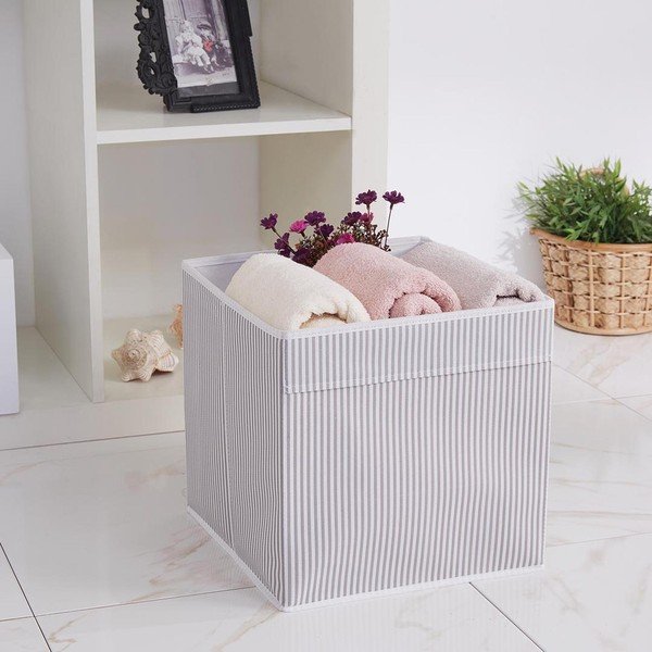 Pelēka tekstila uzglabāšanas kaste 30x30x30 cm – Mioli Decor-image-1