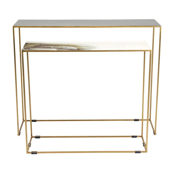 2 konsoļu galdiņu komplekts zelta krāsā Kare Design Charme