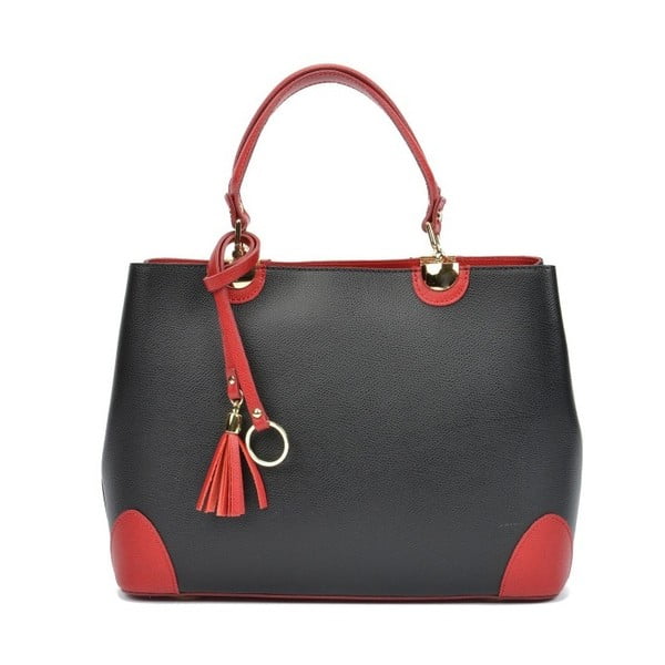 Melna ādas somiņa ar sarkanām detaļām Isabella Rhea Mismo