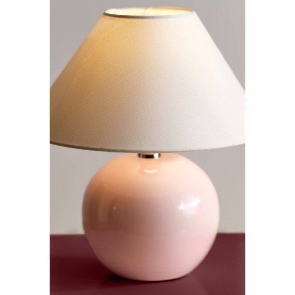 Gaiši rozā/krēmkrāsas keramikas galda lampa (augstums 29 cm) Karamell – Jotex-image-1