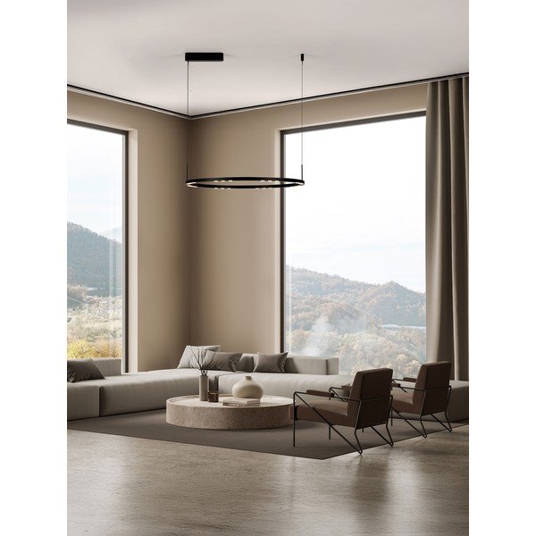 Matēti melna alumīnija LED piekaramā lampa ar regulējamu spilgtumu ø 80 cm Lunette – Nova Luce-image-1