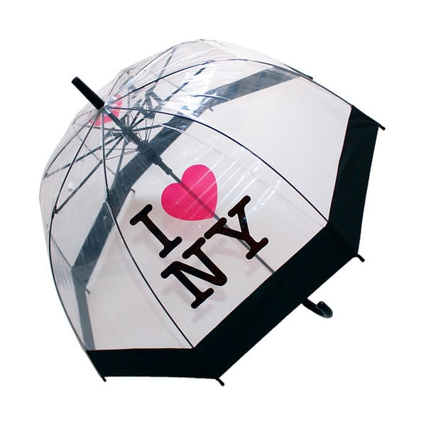Caurspīdīgs vēja necaurlaidīgs lietussargs Ambiance Birdcage I Love NY, ⌀ 79 cm