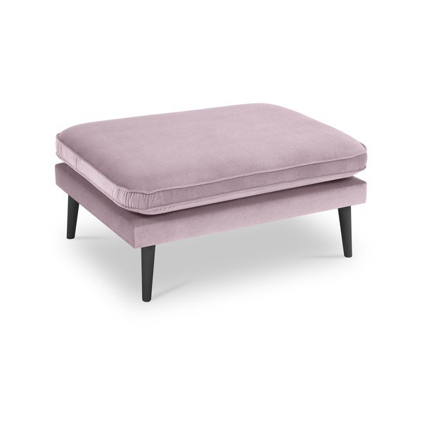 Gaiši rozā samta kāju soliņš ar melnām kājām Kooko Home Lento-image-2