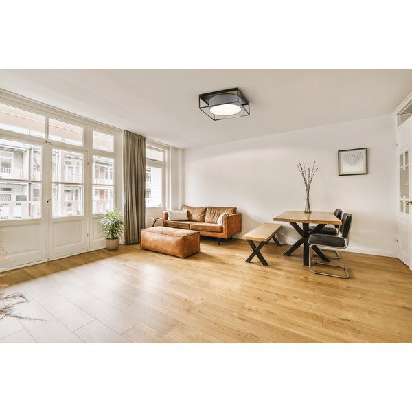 Melna/pelēka griestu lampa ar auduma abažūru 60x60 cm Carre – Fischer & Honsel-image-1