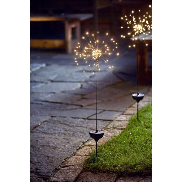 LED āra apgaismojums ar baltām diodēm un saules baterijām Star Trading Firework, augstums 100 cm-image-1