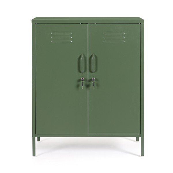 Tumši zaļš metāla skapītis ar slēdzeni 80x101,5x40 cm Cambridge – Yes Everyday