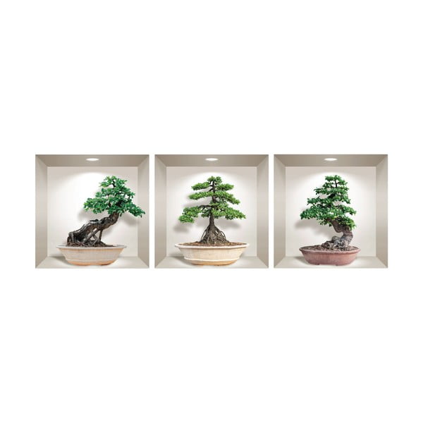 3 3D sienas uzlīmju komplekts Ambiance Ginseng Bonsai-image-2