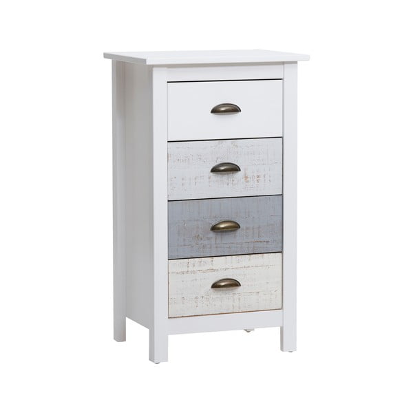 Augsta balti pelēka kumode ar 4 atvilktnēm Marckeric Romantica, 46 x 80 cm-image-2