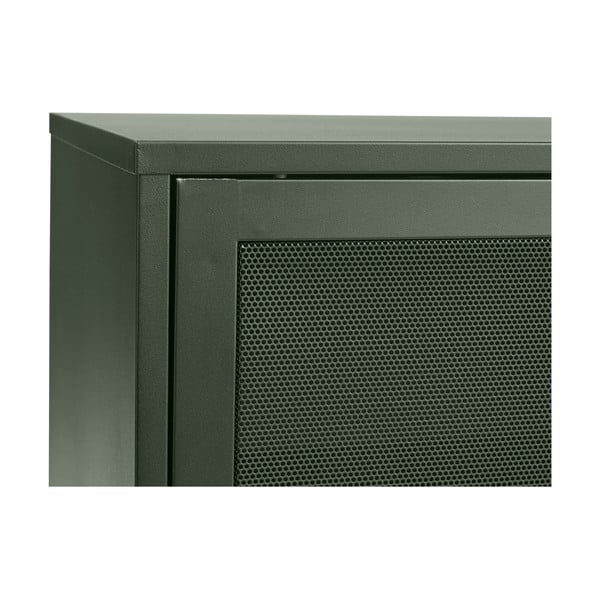 Tumši zaļa metāla zema kumode ar bīdāmām durvīm 160x75 cm Veep – Unique Furniture-image-4