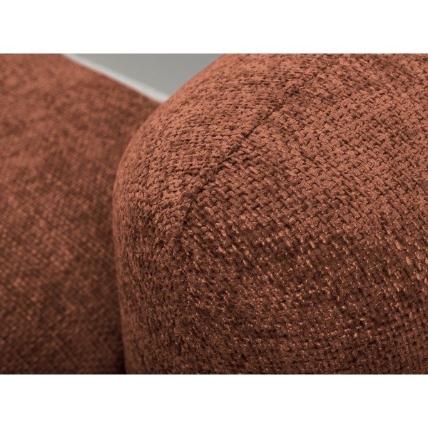 Terakotas oranžs salokāms stūra dīvāns no šenila auduma ar uzglabāšanas vietu (ar kreiso stūri/ar zvilni) Mele – Makamii-image-1