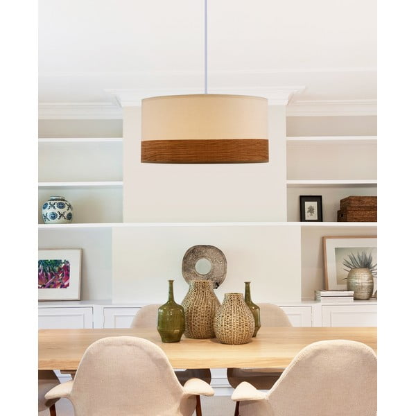 Balta piekaramā lampa ar ar auduma/finiera abažūru ø 30 cm Bianco – Candellux Lighting-image-1