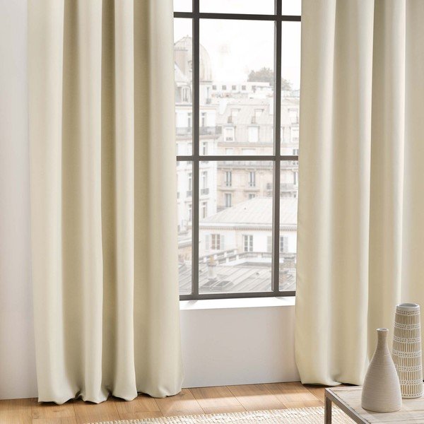 Krēmkrāsas gaismu necaurlaidīgs aizkars 135x240 cm Occult – douceur d'intérieur-image-1