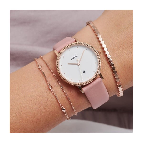 Sieviešu pulkstenis ar rozā ādas siksniņu Cluse Le Couronnement-image-4