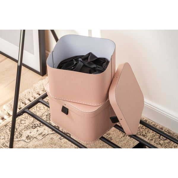 Rozā kartona uzglabāšanas kastes (2 gab.) ar vāku 28,5x28,5x19,5 cm Ludvig Paper Laminate – Bigso-image-2