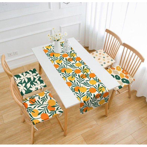 Sēdekļa spilvenu un galda celiņa komplekts (5 gab.) Orange – Mila Home-image-1