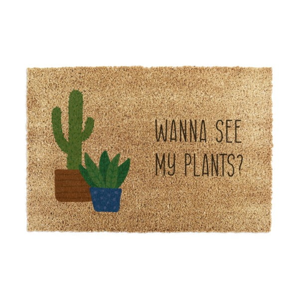 Kokosšķiedras kājslauķis 60x90 cm Wanna See My Plants – Artsy Doormats