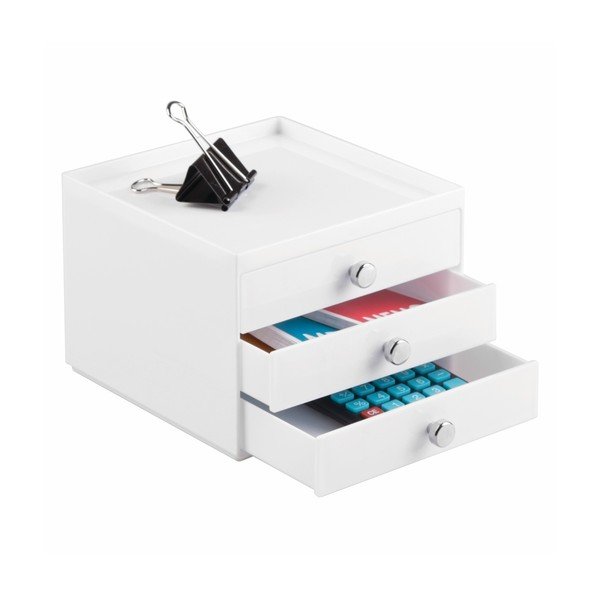 Balts organizators ar 3 atvilktnēm InterDesign Desk-image-1