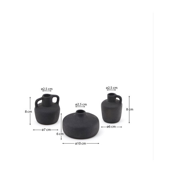 Melnas terakotas vāzes (3 gab.) (augstums 6 cm) Sofra – Kave Home-image-3