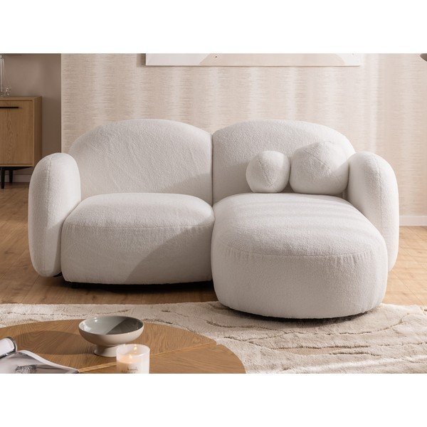 Krēmkrāsas stūra dīvāns no buklē auduma (ar labo stūri/ar zvilni) Orbit – Ropez-image-1