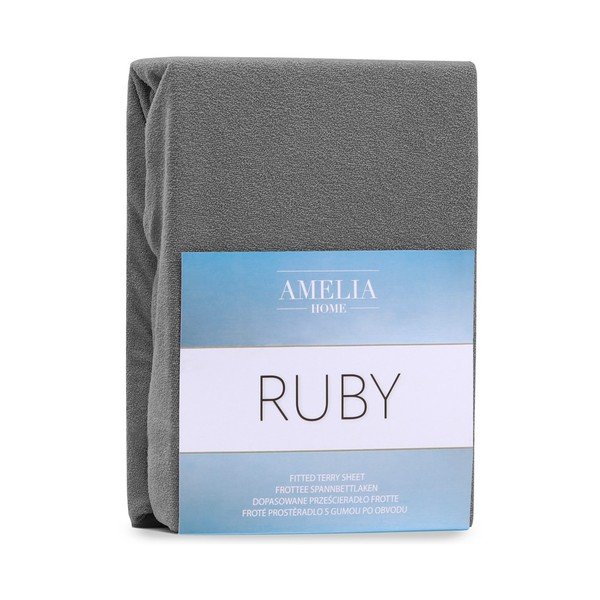 Tumši pelēks frotē palags ar gumiju 220x200 cm Ruby – AmeliaHome-image-2