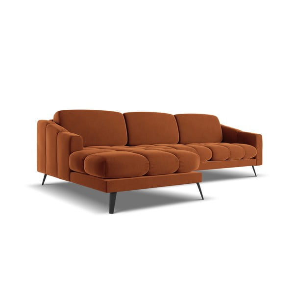 Oranžs samta stūra dīvāns (ar kreiso stūri) Nalu – Makamii-image-4