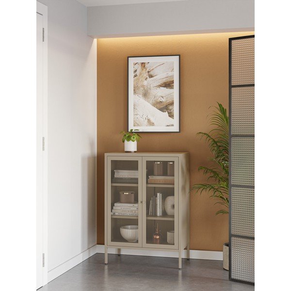 Krēmkrāsas metāla skapītis 70x100x40 cm Fayna – Marckeric-image-1