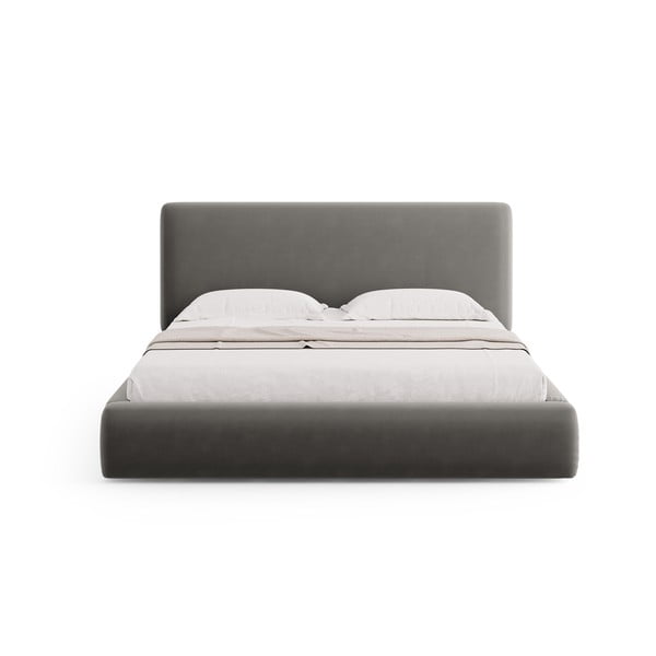 Pelēka polsterēta divvietīga gulta ar veļas kasti un redelēm 160x200 cm Colonel – Cosmopolitan Design-image-3