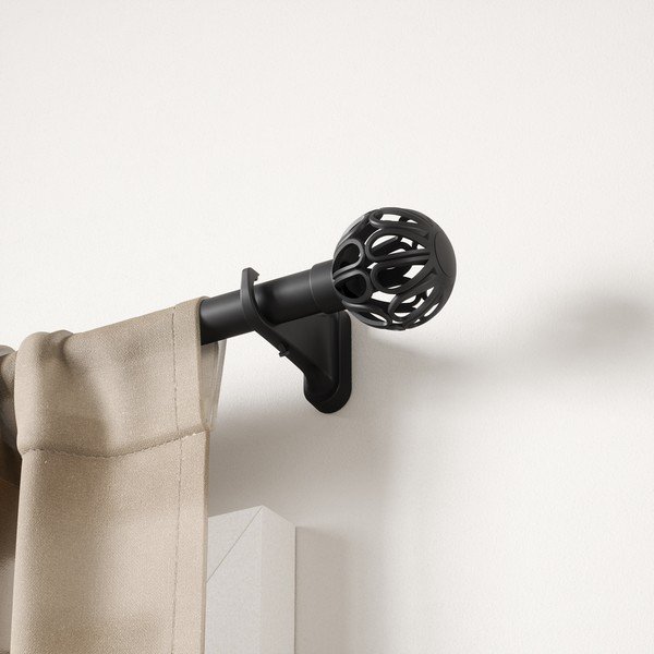 Matēti melna tērauda pagarināma aizkaru stanga 107 - 305 cm Aria – Umbra-image-1
