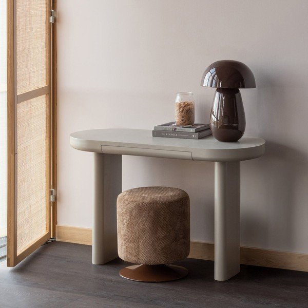 Gaiši brūns pufs no buklē auduma Islen – WOOOD-image-1