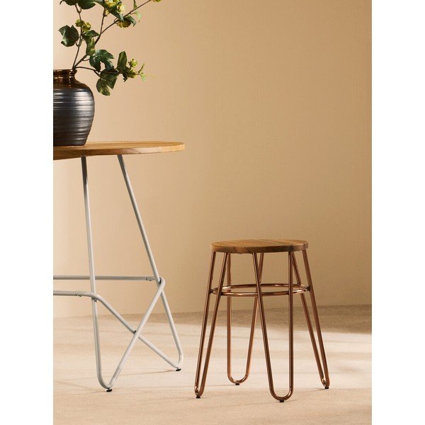 Dabīga toņa/rozā zelta krāsas gobas masīvkoka ķeblis District – Premier Housewares-image-1