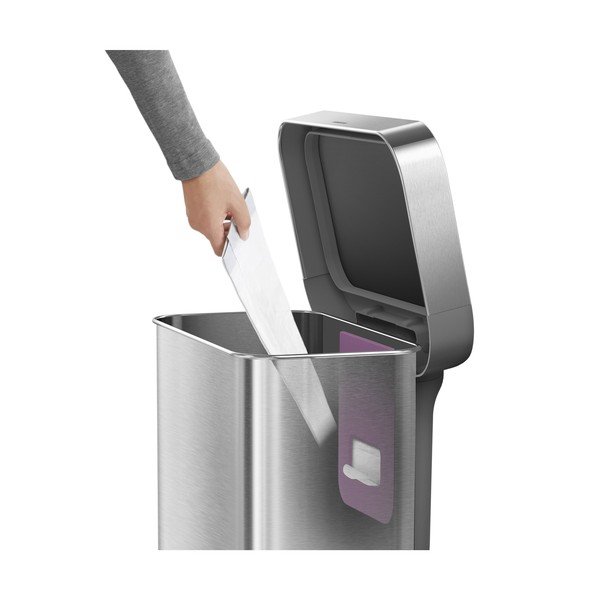 Sudraba krāsas tērauda atkritumu tvertne ar pedāli 45 l – simplehuman-image-4